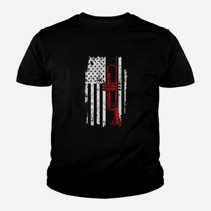 Usa Flag Jazz Music Trumpet Youth T-shirt