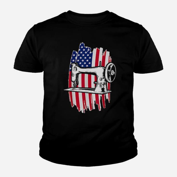 Usa Flag Tailor Sewer 4Th Of July Patriotic Sewing Youth T-shirt
