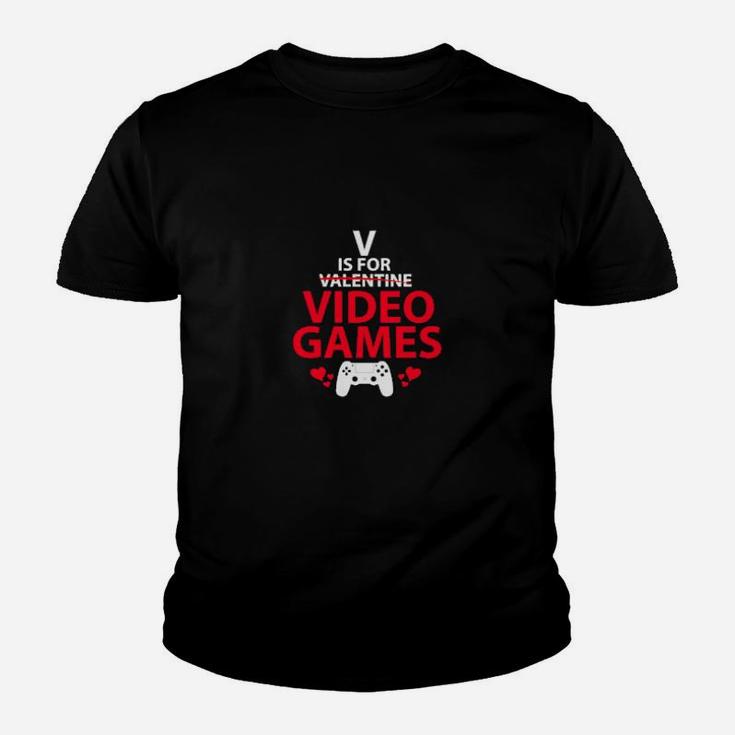 V Is For Video Games Valentine Day Gamer Youth T-shirt