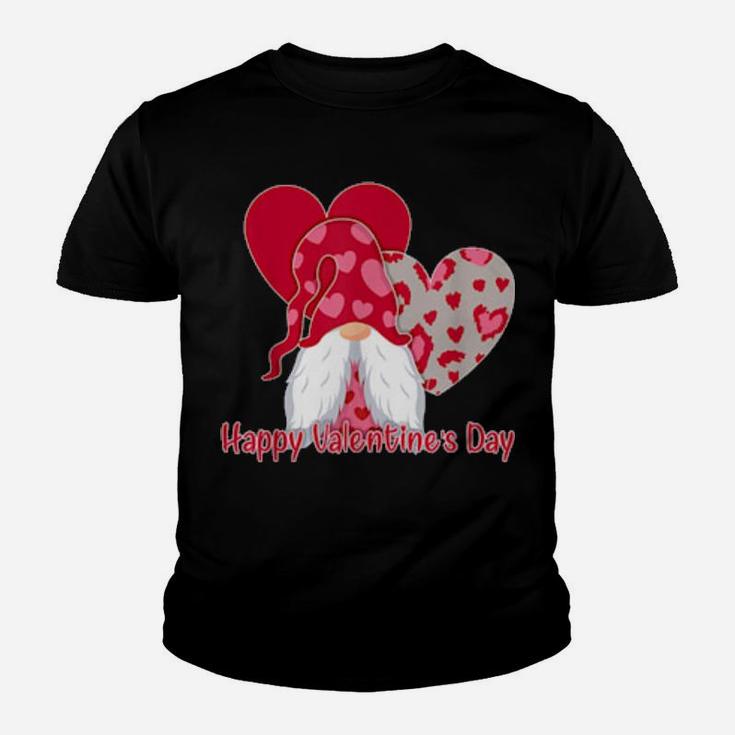 Valentine Gnome Leopard Heart Valentine's Day Gnome Love Youth T-shirt