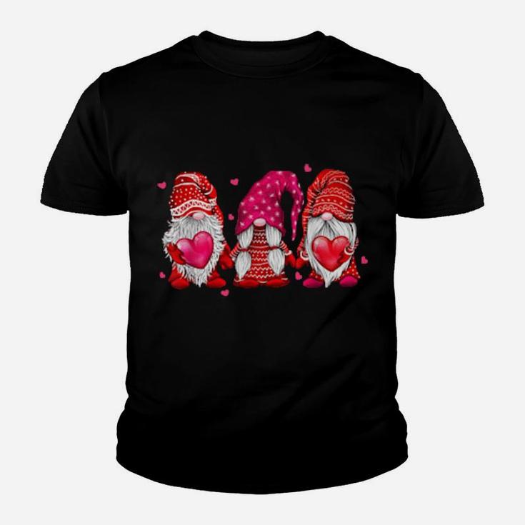 Valentine Gnomes Funny Red Gnomes Holding Valentines Hearts Classic Women Youth T-shirt