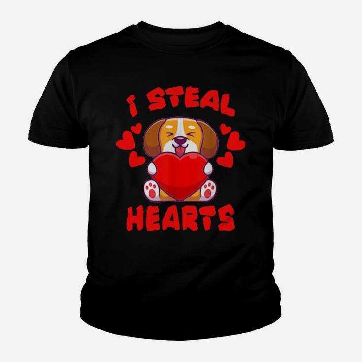 Valentine I Steal Hearts Puppy And Dogs Lovers Youth T-shirt