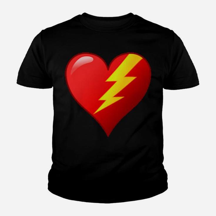 Valentine Lightning Heart Lightning Bolt In Red Heart Youth T-shirt