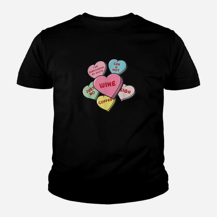 Valentine's Day Hearts With Snarky Messages Youth T-shirt