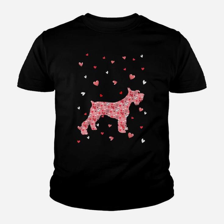 Valentines Day Love Hearts Schnauzer Dog Puppy Lover Youth T-shirt
