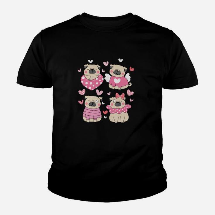 Valentines Day Pug Love Cute Pug Dogs Youth T-shirt