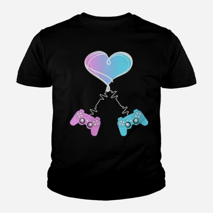 Valentine's Day Video Gamer Heart  Game Controllers Youth T-shirt