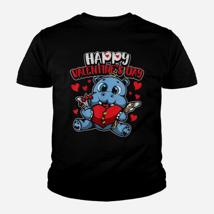 Valentine's Hippo Sweet Cupid Animals Youth T-shirt