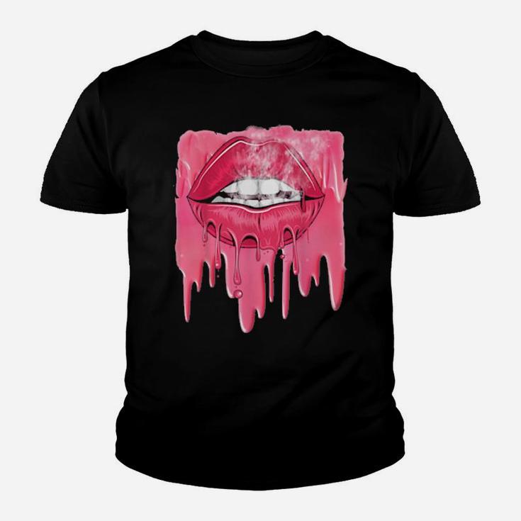 Valentines Pink Dripping Melting Lips Youth T-shirt