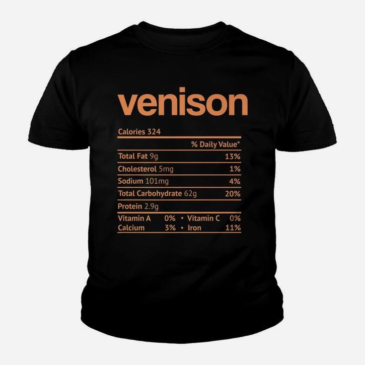 Venison Nutrition Facts Funny Thanksgiving Christmas Food Youth T-shirt