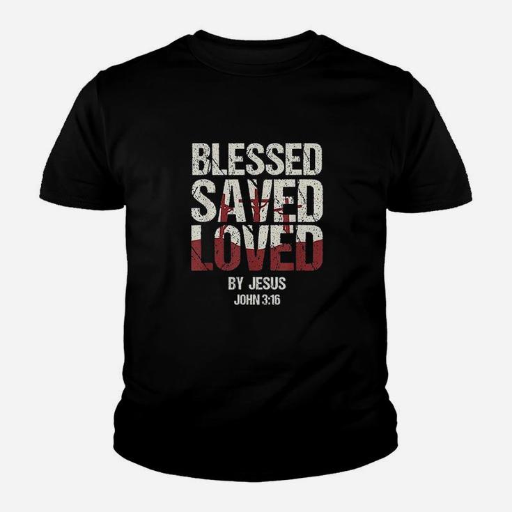 Verse Blessed Saved Loved By Jesus John Youth T-shirt