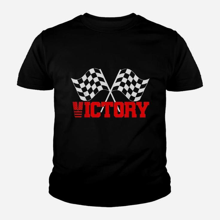 Victory Checkered Red N White Flag Race Car Youth T-shirt