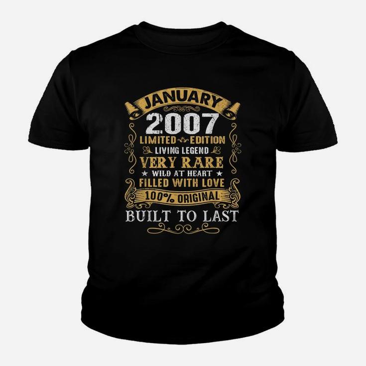 Vintage 14Th Birthday January 2007 Gift 14 Years Old Youth T-shirt