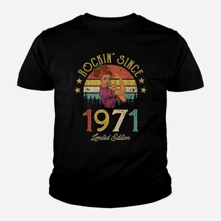 Vintage 1971 Rockin Since 50Th Birthday Women 50 Years Old Youth T-shirt