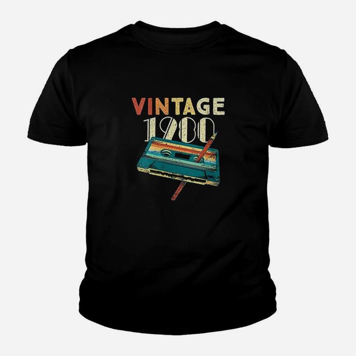 Vintage 1980 Music Cassette 40Th Birthday Gifts 40 Years Old Youth T-shirt