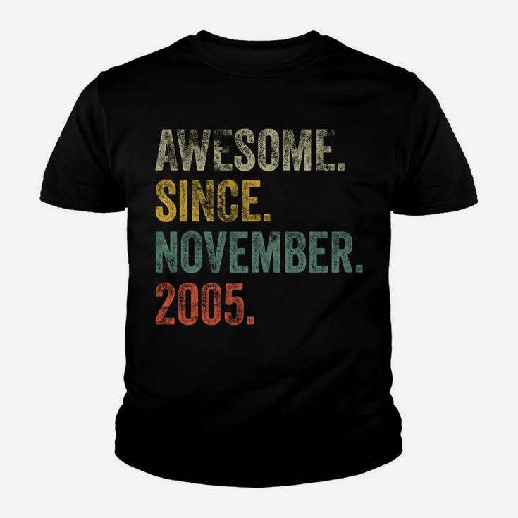 Vintage 2005 16Th Birthday Awesome Since November 2005 Youth T-shirt