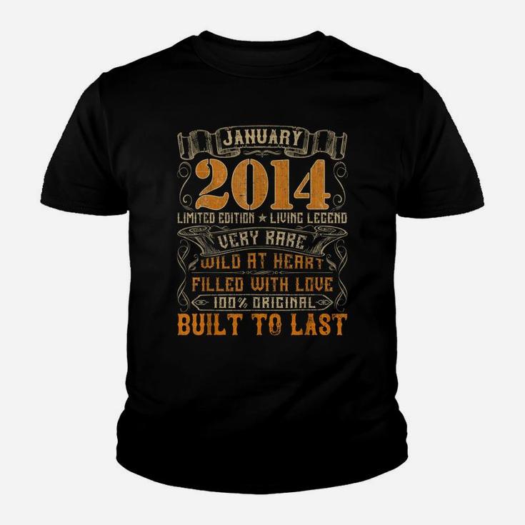 Vintage 2014 January Shirt 7 Years Old 7Th Birthday Gift Youth T-shirt