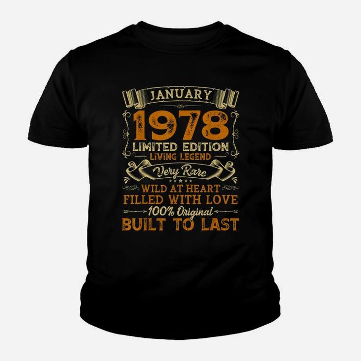 Vintage 43Th Birthday January 1978 Shirt 43 Years Old Gift Youth T-shirt