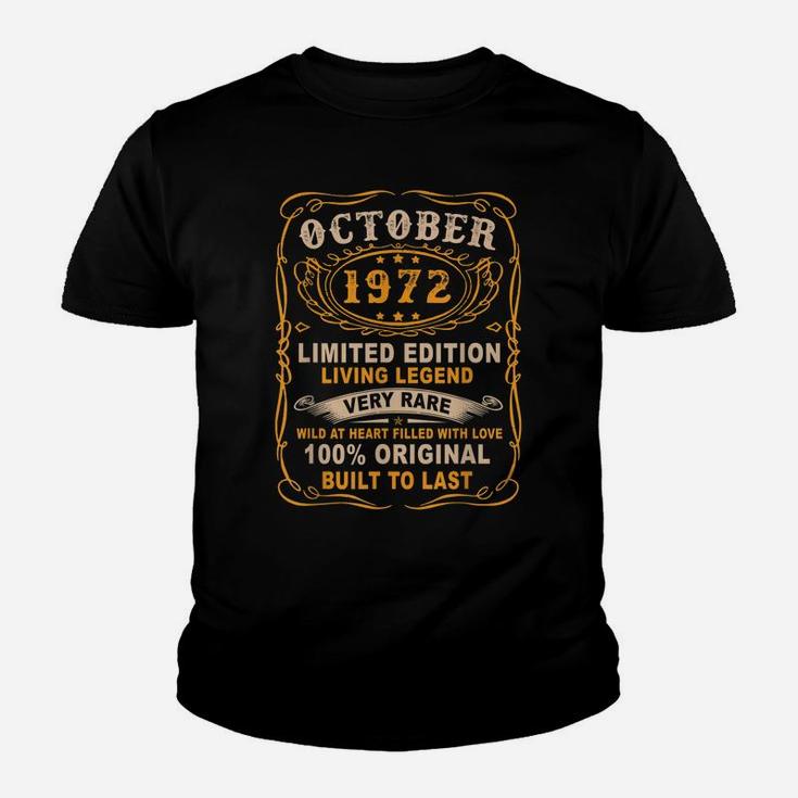 Vintage 49 Years Old October 1972 49Th Birthday Gift Youth T-shirt