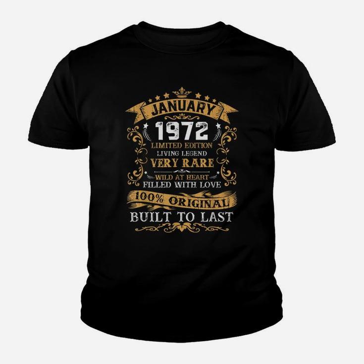 Vintage 49Th Birthday January 1972 Gift 49 Years Old Youth T-shirt