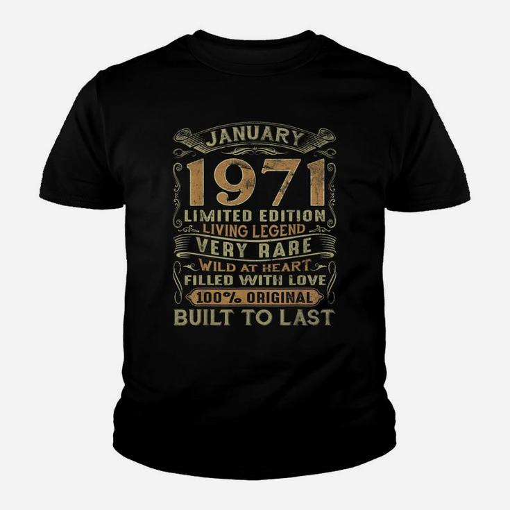 Vintage 50 Years Old January 1971 50Th Birthday Gift Ideas Youth T-shirt