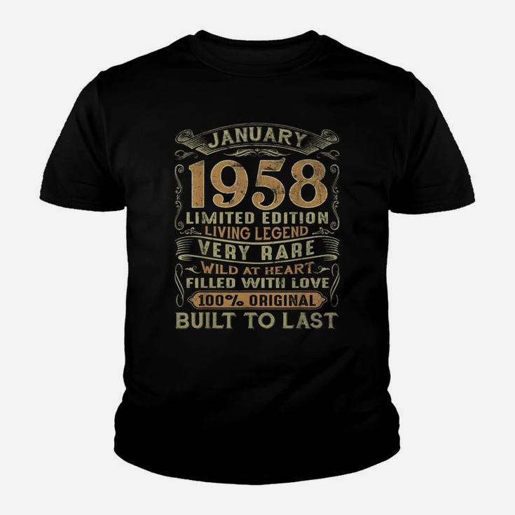 Vintage 63 Years Old January 1958 63Rd Birthday Gift Ideas Youth T-shirt