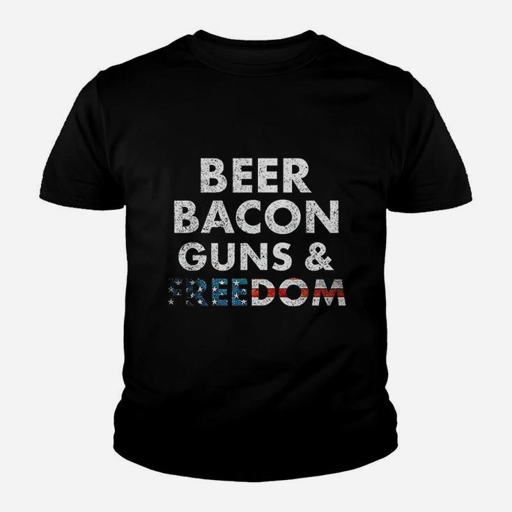Vintage Beer Bacon Freedom Funny 4Th Of July Youth T-shirt