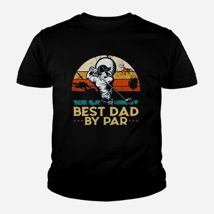 Vintage Best Dad By Par Father Day Golfing Golfers Retro Sunset Gift Youth T-shirt