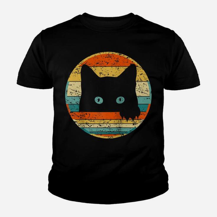 Vintage Black Cat Lover Retro Style Cats Kitten Kitty Gift Raglan Baseball Tee Youth T-shirt