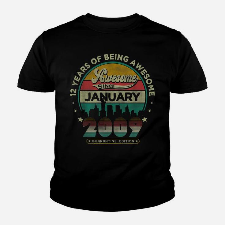 Vintage Born January 2009 12Th Birthday 12 Years Old Gifts Youth T-shirt