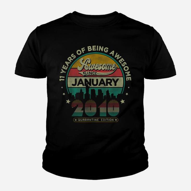 Vintage Born January 2010 11Th Birthday 11 Years Old Gifts Youth T-shirt
