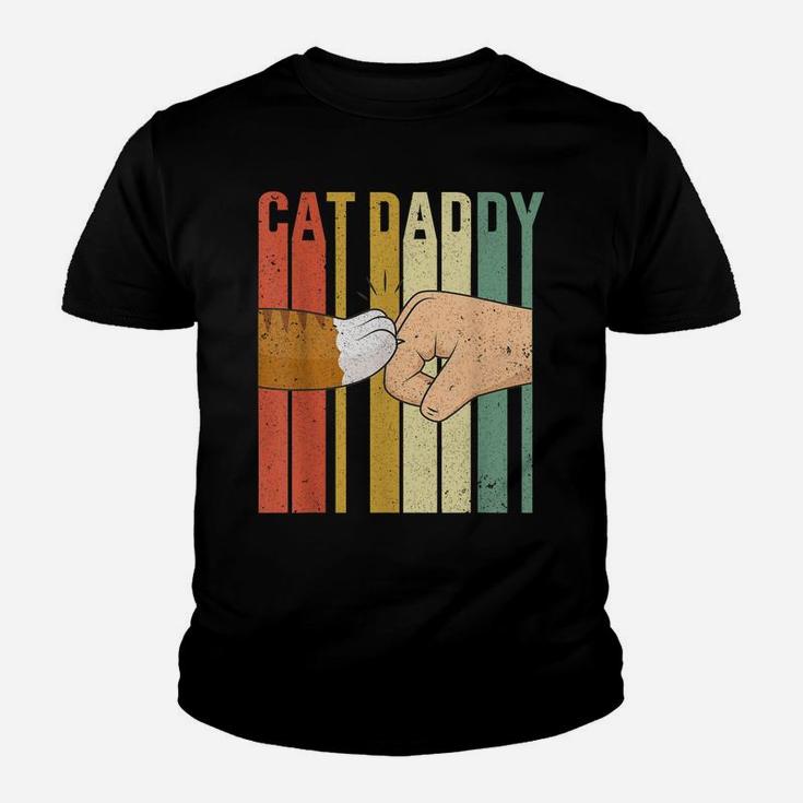 Vintage Cat Daddy Fist Bump Funny Cat Dad Mens Fathers Day Youth T-shirt
