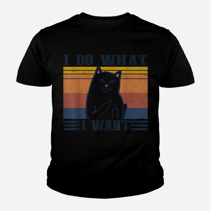 Vintage Cat I Do What I Want Funny Cat Kitty Humor Tee Youth T-shirt