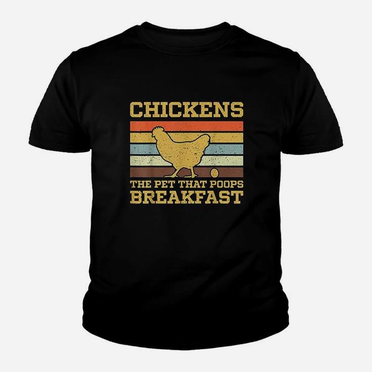Vintage Chickens The Pet That Poops Breakfast Youth T-shirt
