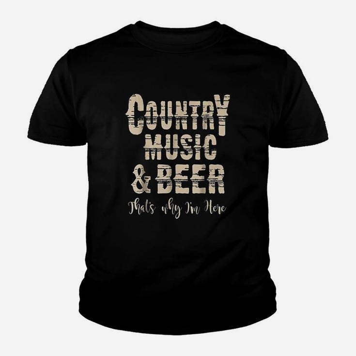 Vintage Country Music N Beer Thats Why Im Here Youth T-shirt