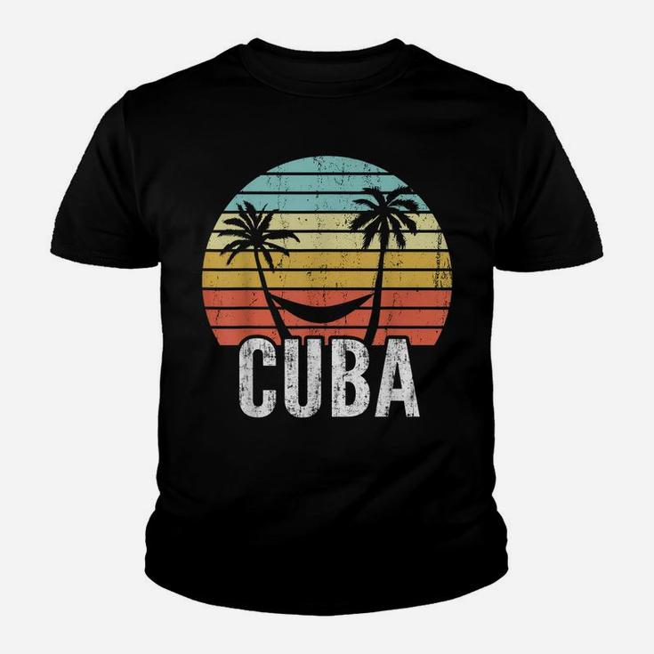 Vintage Cuba Hammock Palm Tree Retro Cuban Vacation Youth T-shirt