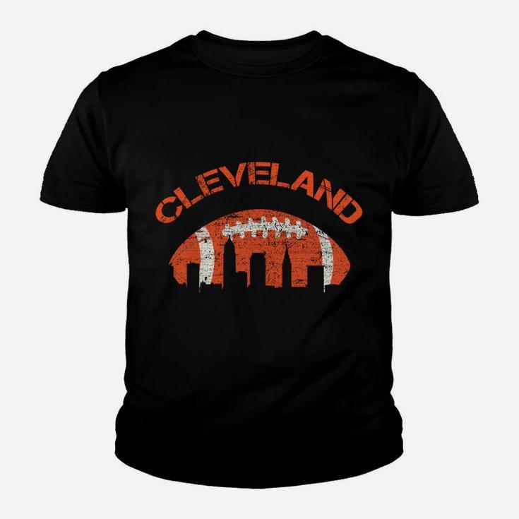Vintage Downtown Ohio Cleveland Skyline Football Present Youth T-shirt