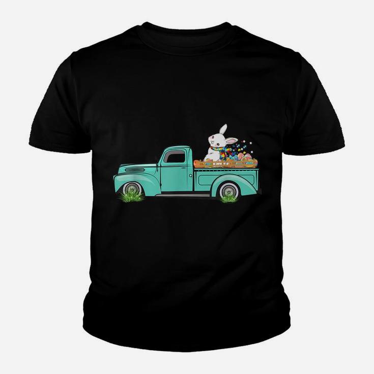 Vintage Easter Truck Bunny Eggs Hunting Autism Awareness Tee Youth T-shirt