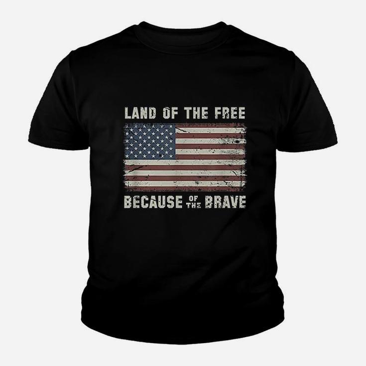 Vintage Flag Land Of The Free Because Of The Brave Youth T-shirt