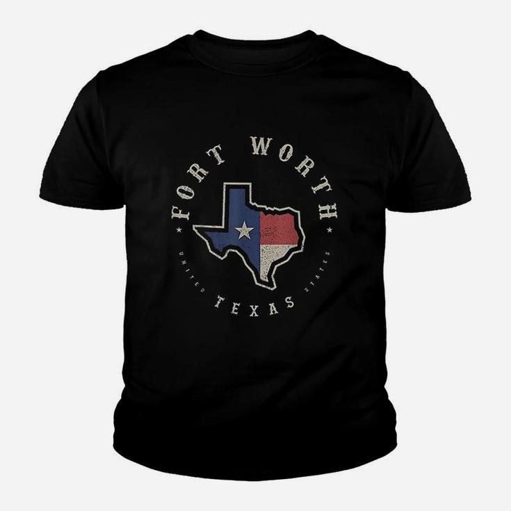 Vintage Fort Worth Texas State Flag Map Souvenir Gift Youth T-shirt