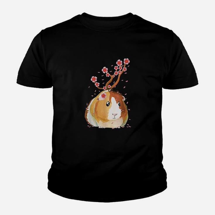 Vintage Guinea Pig Japanese Cherry Blossom Flower Gift Youth T-shirt