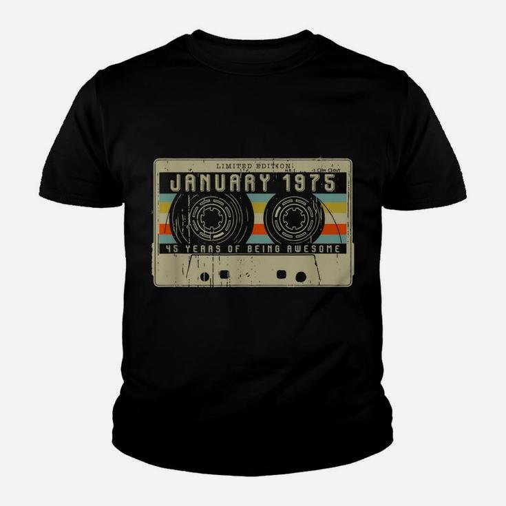Vintage January 1975 45Th Birthday Gift Retro Cassette Tape Youth T-shirt