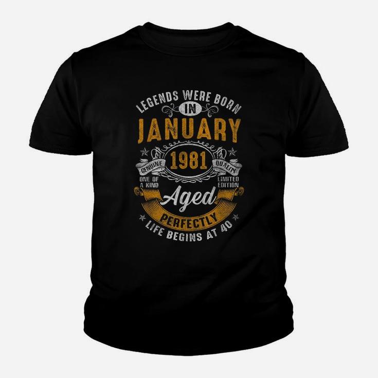Vintage January 1981 40Th Birthday Gift 40 Years Old Retro Youth T-shirt
