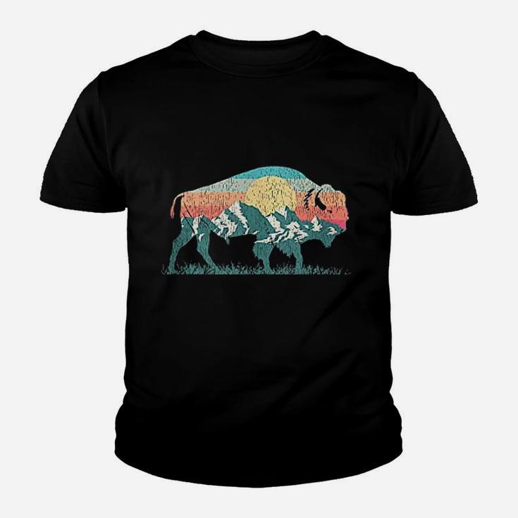 Vintage National Park Bison Landscape Buffalo Youth T-shirt