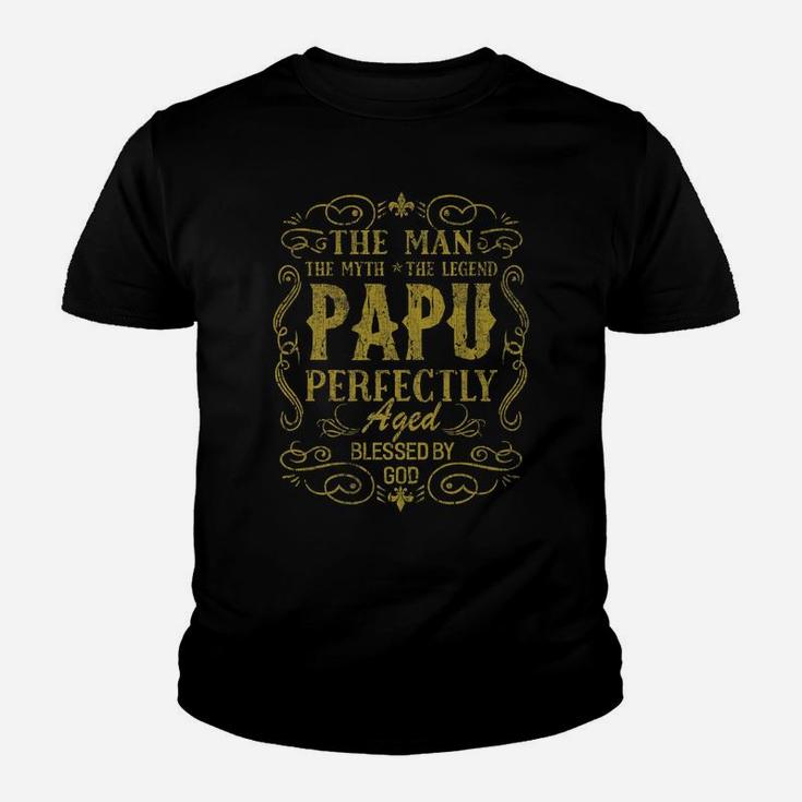 Vintage Papu The Man Myth Fathers Day Grandpa Gift For Men Youth T-shirt