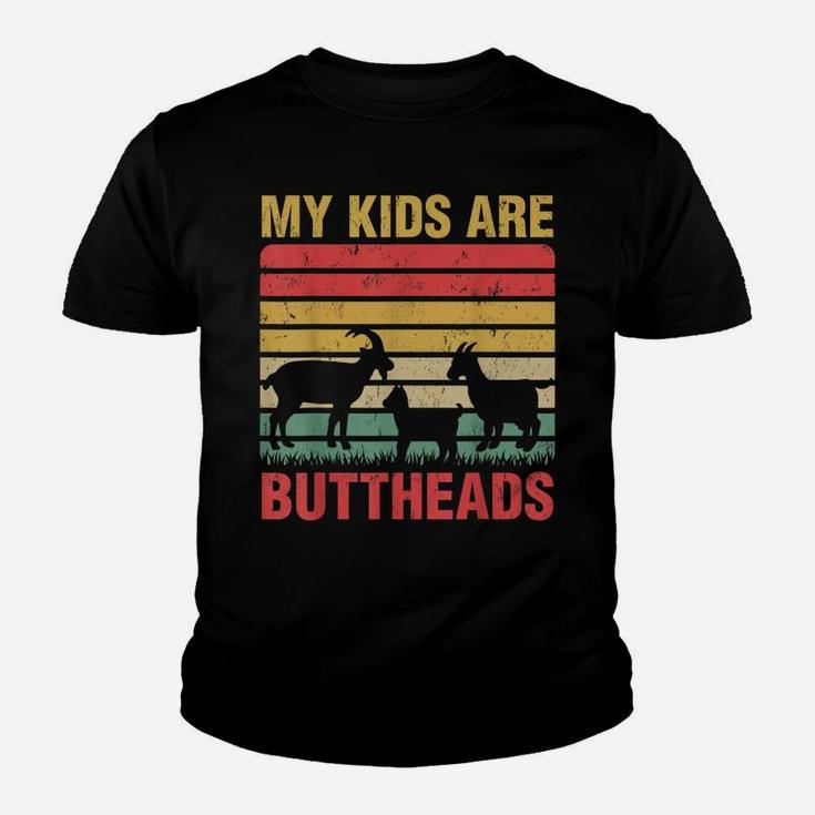 Vintage Retro My Kids Are Buttheads Goat Mom Farmer Youth T-shirt