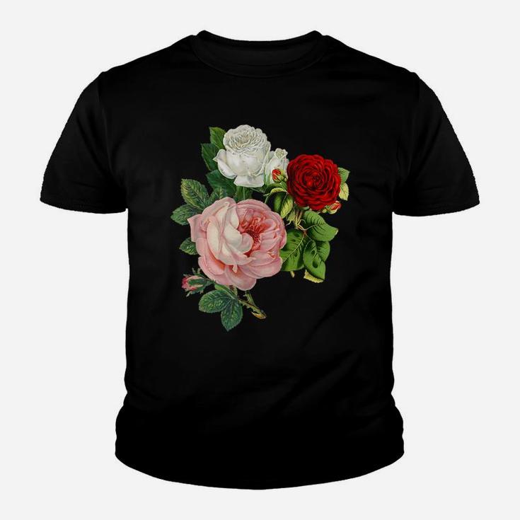 Vintage Roses Flower Floral Illustration Blossom Lovers Gift Youth T-shirt