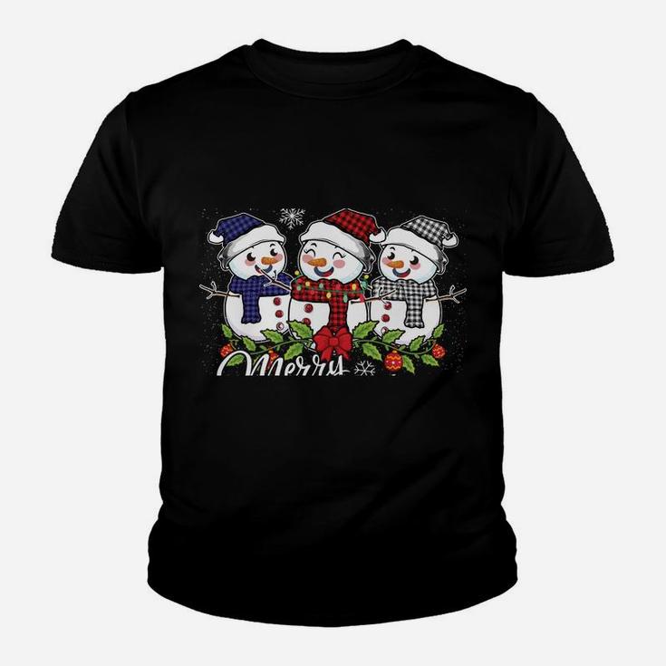 Vintage Snowman Snowmen Buffalo Plaid Christmas Snowflakes Sweatshirt Youth T-shirt