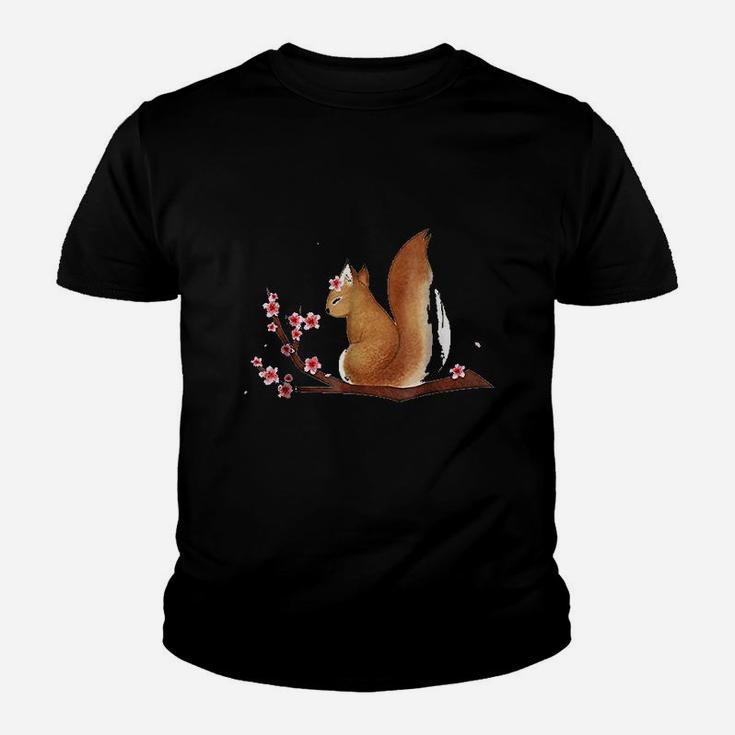 Vintage Squirrel Japanese Cherry Blossom Flower Youth T-shirt