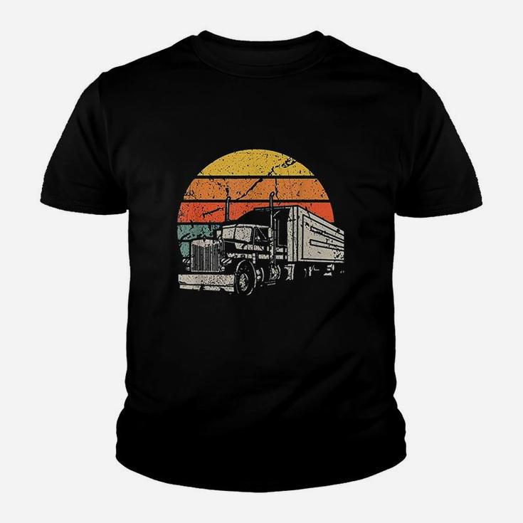 Vintage Truck Driver Gift Retro Sun Driving Trucker Youth T-shirt